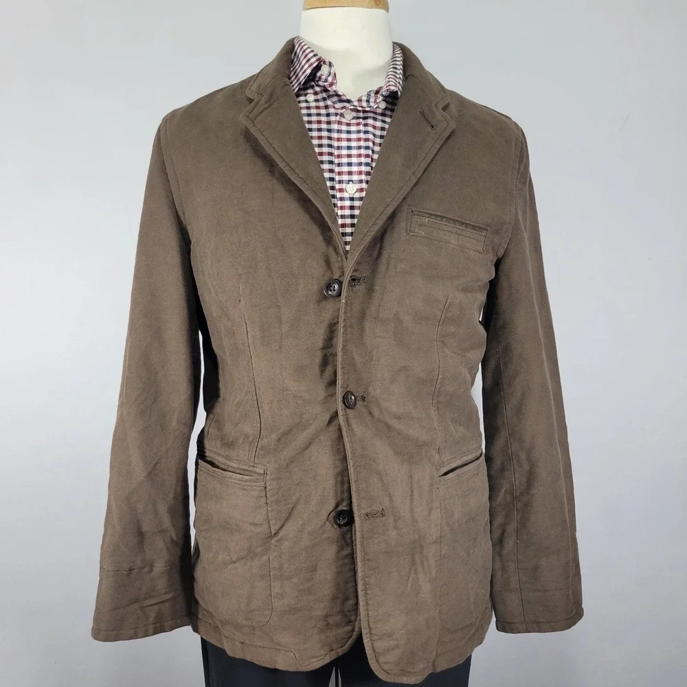 GAP Men's Sport‎ Coat Blazer Jacket Three Button Brown Suded Cotton MEDIUM
